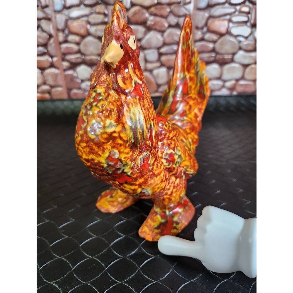60s Vintage Ceramic Chicken Statue - Mid Century Modern Figurine